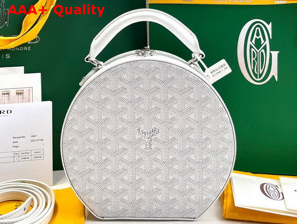 Goyard The Alto Hatbox Trunk Bag in White Goyardine Canvas and Clemecy Cowhide Replica