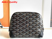 Goyard Vendome Cosmetic Pouch in Black Goyardine Canvas and Chevroches Calfskin Replica