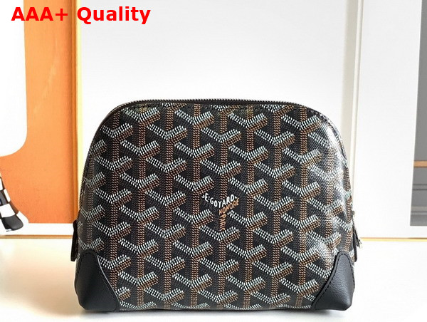 Goyard Vendome Cosmetic Pouch in Black Goyardine Canvas and Chevroches Calfskin Replica