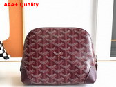 Goyard Vendome Cosmetic Pouch in Burgundy Goyardine Canvas and Chevroches Calfskin Replica