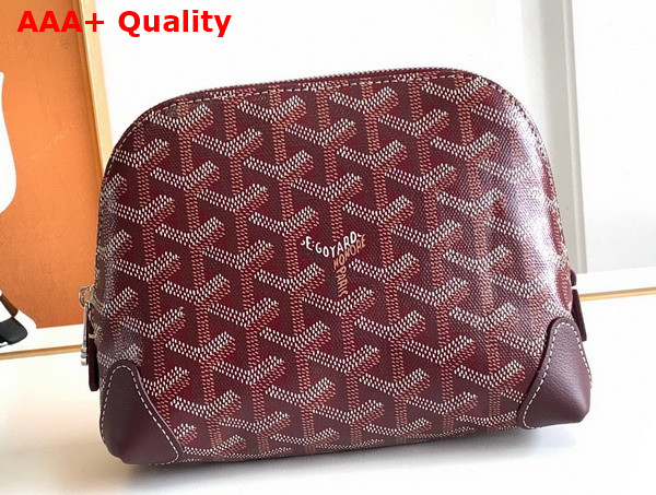 Goyard Vendome Cosmetic Pouch in Burgundy Goyardine Canvas and Chevroches Calfskin Replica