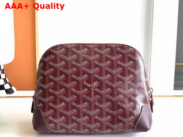 Goyard Vendome Cosmetic Pouch in Burgundy Goyardine Canvas and Chevroches Calfskin Replica