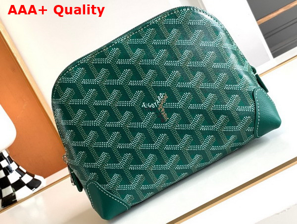 Goyard Vendome Cosmetic Pouch in Green Goyardine Canvas and Chevroches Calfskin Replica