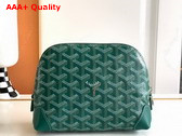 Goyard Vendome Cosmetic Pouch in Green Goyardine Canvas and Chevroches Calfskin Replica