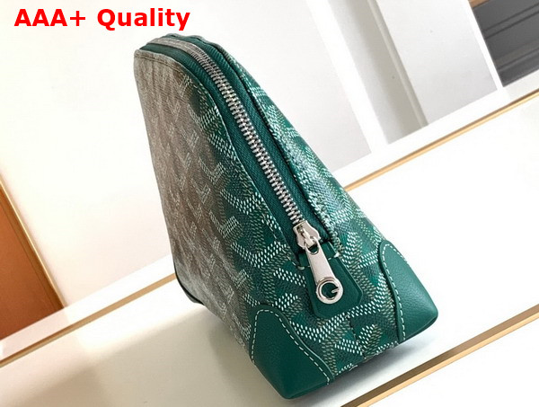 Goyard Vendome Cosmetic Pouch in Green Goyardine Canvas and Chevroches Calfskin Replica