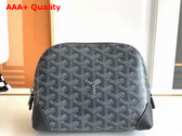 Goyard Vendome Cosmetic Pouch in Grey Goyardine Canvas and Chevroches Calfskin Replica