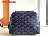 Goyard Vendome Cosmetic Pouch in Navy Blue Goyardine Canvas and Chevroches Calfskin Replica