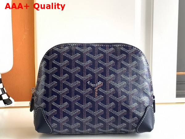 Goyard Vendome Cosmetic Pouch in Navy Blue Goyardine Canvas and Chevroches Calfskin Replica