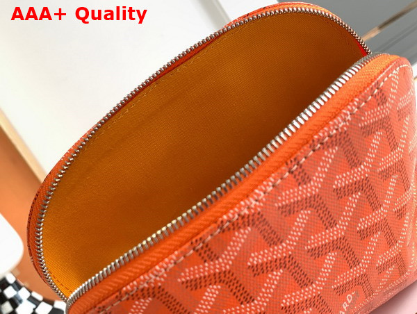 Goyard Vendome Cosmetic Pouch in Orange Goyardine Canvas and Chevroches Calfskin Replica