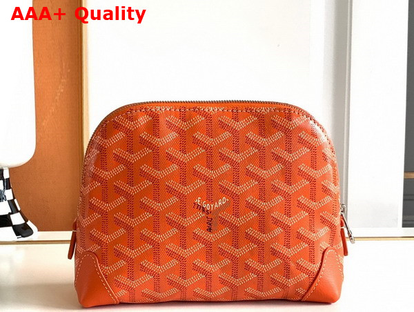 Goyard Vendome Cosmetic Pouch in Orange Goyardine Canvas and Chevroches Calfskin Replica