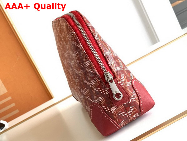 Goyard Vendome Cosmetic Pouch in Red Goyardine Canvas and Chevroches Calfskin Replica