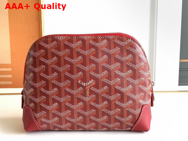 Goyard Vendome Cosmetic Pouch in Red Goyardine Canvas and Chevroches Calfskin Replica