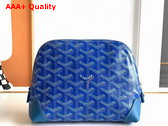 Goyard Vendome Cosmetic Pouch in Sky Blue Goyardine Canvas and Chevroches Calfskin Replica