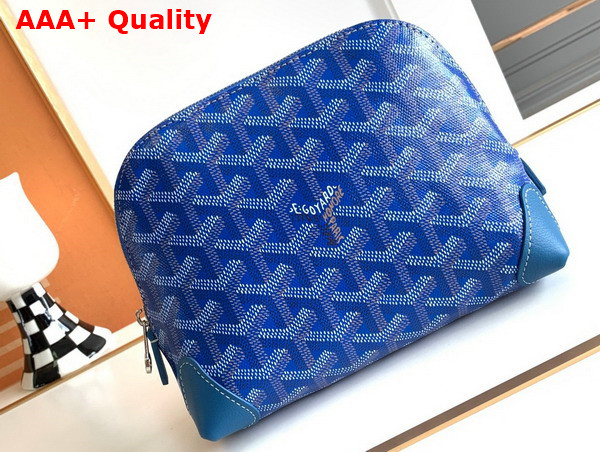 Goyard Vendome Cosmetic Pouch in Sky Blue Goyardine Canvas and Chevroches Calfskin Replica