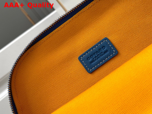 Goyard Vendome Cosmetic Pouch in Sky Blue Goyardine Canvas and Chevroches Calfskin Replica