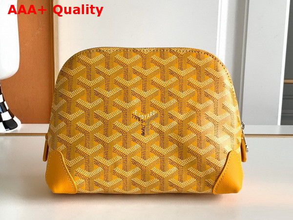 Goyard Vendome Cosmetic Pouch in Yellow Goyardine Canvas and Chevroches Calfskin Replica