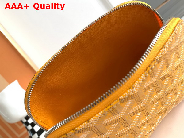 Goyard Vendome Cosmetic Pouch in Yellow Goyardine Canvas and Chevroches Calfskin Replica