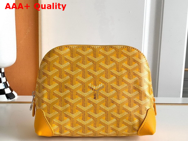 Goyard Vendome Cosmetic Pouch in Yellow Goyardine Canvas and Chevroches Calfskin Replica