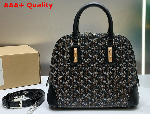 Goyard Vendome PM Bag Black Goyardine Canvas and Clamecy Cowhide Replica