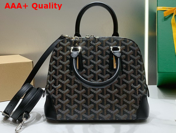 Goyard Vendome PM Bag Black Goyardine Canvas and Clamecy Cowhide Replica