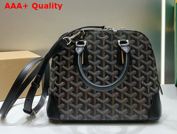 Goyard Vendome PM Bag Black Goyardine Canvas and Clamecy Cowhide Replica