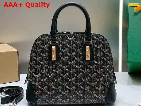 Goyard Vendome PM Bag Black Goyardine Canvas and Clamecy Cowhide Replica