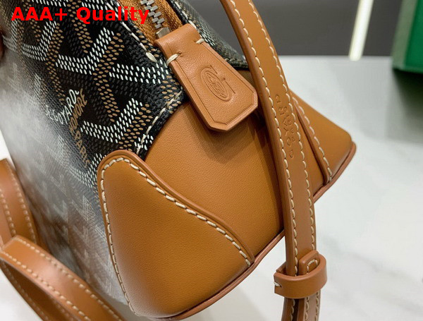 Goyard Vendome PM Bag Black Tan Goyardine Canvas and Clamecy Cowhide Replica