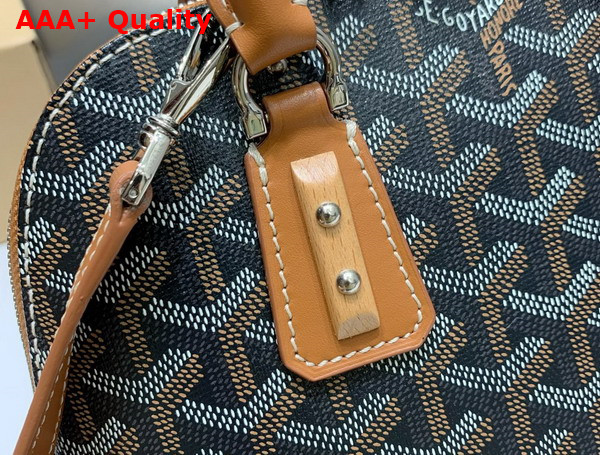 Goyard Vendome PM Bag Black Tan Goyardine Canvas and Clamecy Cowhide Replica