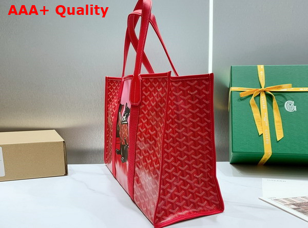 Goyard Villette Tote Bag MM Red Goyardine Canvas and Chevroches Calfskin Replica