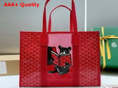 Goyard Villette Tote Bag MM Red Goyardine Canvas and Chevroches Calfskin Replica