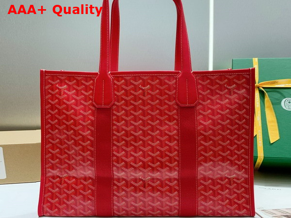 Goyard Villette Tote Bag MM Red Goyardine Canvas and Chevroches Calfskin Replica