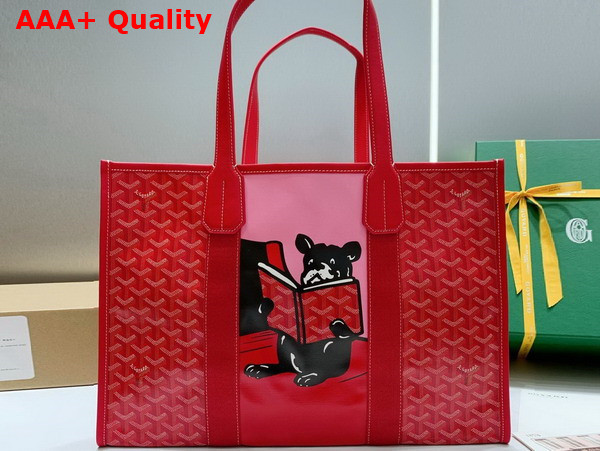 Goyard Villette Tote Bag MM Red Goyardine Canvas and Chevroches Calfskin Replica