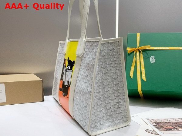 Goyard Villette Tote Bag MM White Goyardine Canvas and Chevroches Calfskin Replica