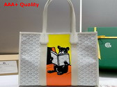 Goyard Villette Tote Bag MM White Goyardine Canvas and Chevroches Calfskin Replica