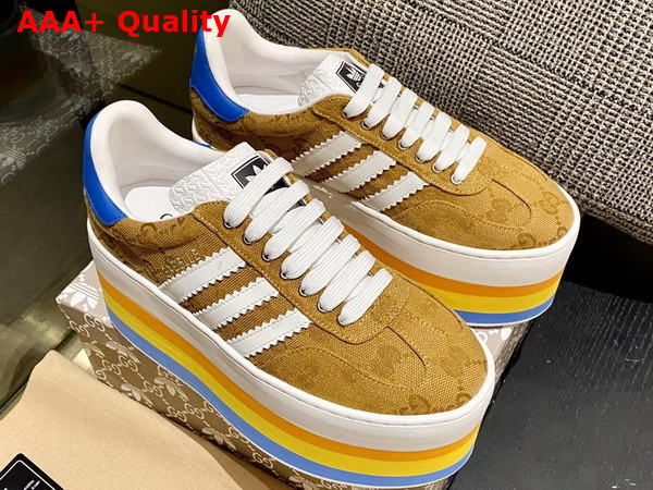 Adidas X Gucci Womens GG Gazelle Sneaker Walnut and Bordeaux GG Canvas 707873 Replica