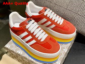 Adidas X Gucci Womens Gazelle Sneaker in Red Velvet with Details in Demetra 707871 Replica