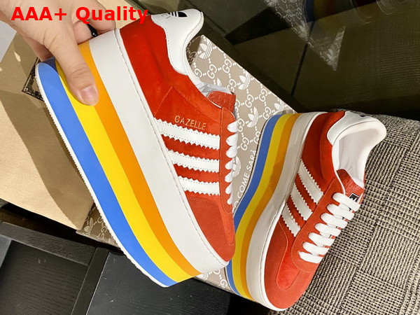 Adidas X Gucci Womens Gazelle Sneaker in Red Velvet with Details in Demetra 707871 Replica