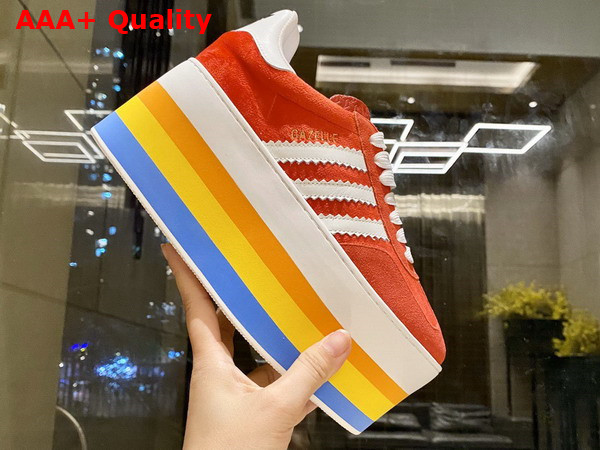 Adidas X Gucci Womens Gazelle Sneaker in Red Velvet with Details in Demetra 707871 Replica