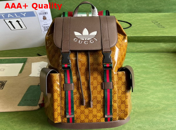 Adidas x Gucci Backpack Beige and Brown GG Crystal Canvas 495563 Replica