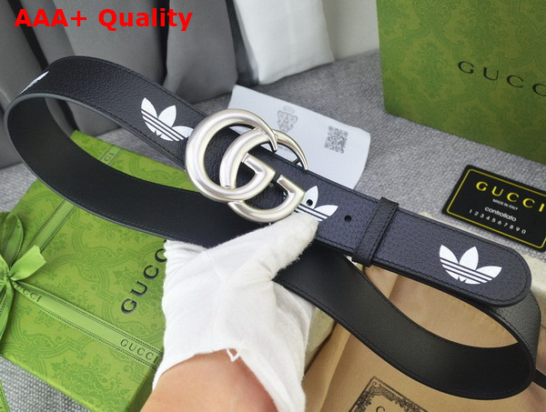 Adidas x Gucci GG Marmont Belt Black and White Leather 406831 Replica