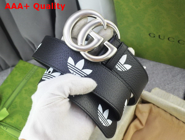 Adidas x Gucci GG Marmont Belt Black and White Leather 406831 Replica