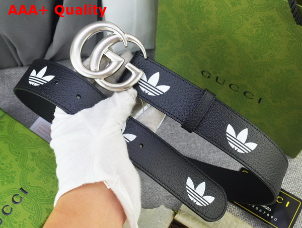 Adidas x Gucci GG Marmont Belt Black and White Leather 406831 Replica