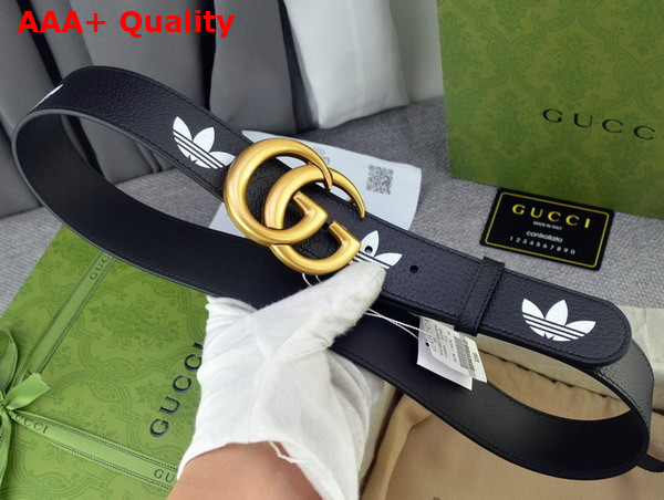 Adidas x Gucci GG Marmont Belt Black and White Leather 406831 Replica