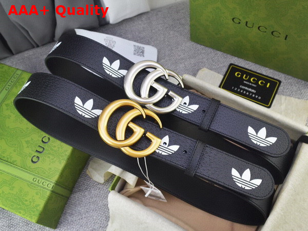 Adidas x Gucci GG Marmont Belt Black and White Leather 406831 Replica