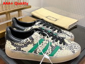 Adidas x Gucci Mens Gazelle Sneaker in Beige Leather with Snake Skin Details Replica