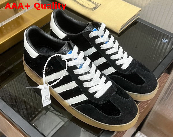 Adidas x Gucci Mens Gazelle Sneaker in Black Velvet 707848 Replica