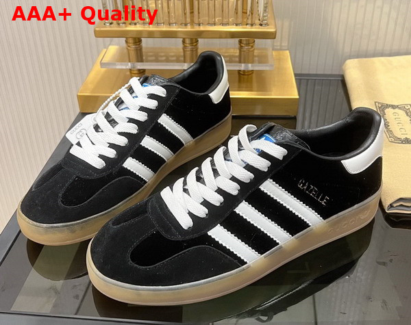 Adidas x Gucci Mens Gazelle Sneaker in Black Velvet 707848 Replica