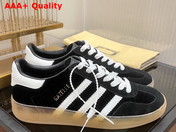 Adidas x Gucci Mens Gazelle Sneaker in Black Velvet 707848 Replica