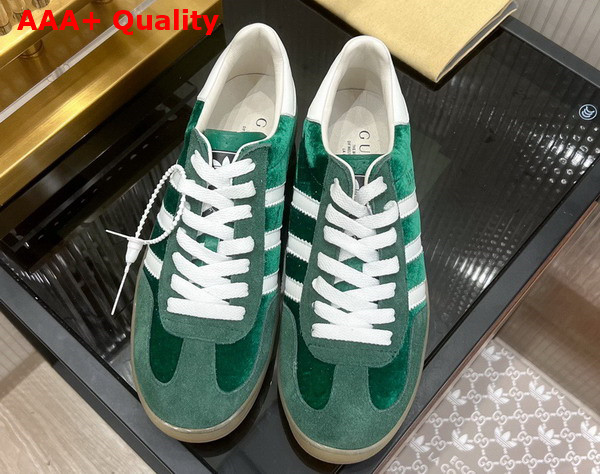 Adidas x Gucci Mens Gazelle Sneaker in Green Velvet 707848 Replica