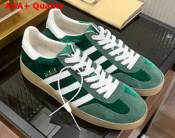 Adidas x Gucci Mens Gazelle Sneaker in Green Velvet 707848 Replica